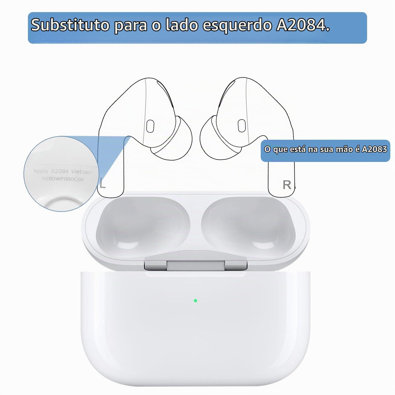 AirPodspro 右 Original único lado esquerdo compatível com Airpods Pro 1ª geração